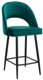 Lamboro Chelsea Velvet Kitchen Bar Stool, Sage Green, Padded Seat & Black Legs - thumbnail 1
