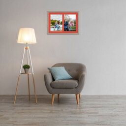 AK Frames 20X14 Rose Gold Modern Multi Photo Frame With Poppy Red Mount - Holds 2 Apertures (2X) A4 Photos - thumbnail 3