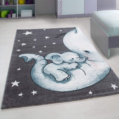 Bravich Blue Baby Elephant And Stars Rug - Kids - 160X230Cm - image 1