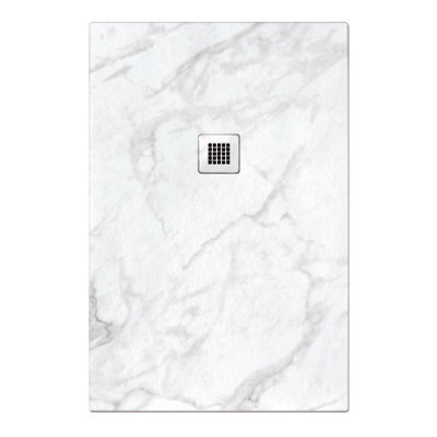Plum&clay Pia Rectangle White Marble Effect Shower Tray (L)1200mm (W)800mm (H)25mm - image 1