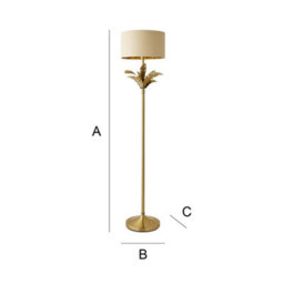Valuelights Christina Beige With Metallic Gold Drum Shade Gold Palm Leaf Floor Lamp And Bulb - thumbnail 7
