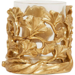 Deenz Gold Leaf Candle Holder Leaves Patterns, Romantic Transparent Votive Candle Holder, Glass Candle Jars - thumbnail 1