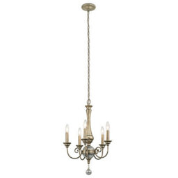 Elegant 5 Bulb Sterling Gold Chandelier Pendant Light With Led E14 Socket