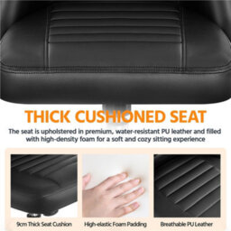 Yaheetech Armless Adjustable Desk Chair With Rolling Wheels - Black / Faux Leather - thumbnail 7