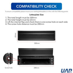 "UAP Limited Uap Framemaster 12"" Black Aluminium Draught Proof Letterbox For Upvc Composite And Wooden Doors 20 To 40mm" - thumbnail 3
