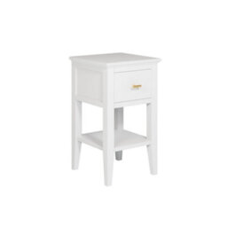 Wyld Haus Parnaiba White Wood Grain 1-Drawer Bedside Table, Brushed Brass Handle - thumbnail 3