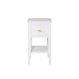 Wyld Haus Parnaiba White Wood Grain 1-Drawer Bedside Table, Brushed Brass Handle - thumbnail 2