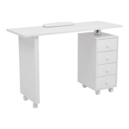 Living And Home White 4 Drawers Manicure Nail Table Beauty Salon Desk With Wheels, 119Cm W - thumbnail 2