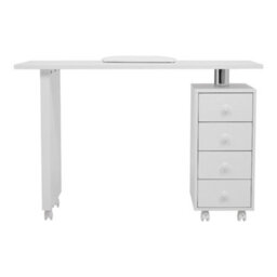 Living And Home White 4 Drawers Manicure Nail Table Beauty Salon Desk With Wheels, 119Cm W - thumbnail 4