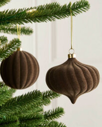 Werchristmas Set Of 9 Velvet Baubles, Mocha, 10 Cm - thumbnail 3