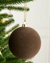 Werchristmas Set Of 9 Velvet Baubles, Mocha, 10 Cm - thumbnail 5