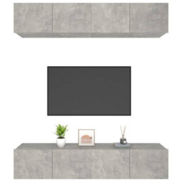 Berkfield Tv Cabinets 4 Pcs Concrete Grey 80X30X30 Cm Engineered Wood - thumbnail 4