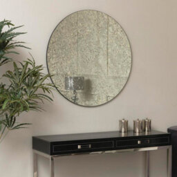 Melody Maison Large Round Silver Antique Glass Mirror 80Cm X 80Cm - thumbnail 4