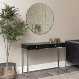 Melody Maison Large Round Silver Antique Glass Mirror 80Cm X 80Cm - thumbnail 6