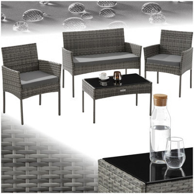 Tectake Rattan Garden Furniture Palese - For 4 People, Weather Resistant - Grey - image 1