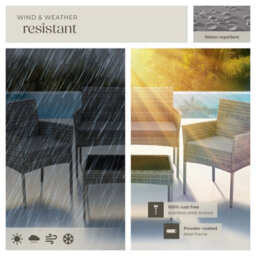 Tectake Rattan Garden Furniture Palese - For 4 People, Weather Resistant - Grey - thumbnail 7