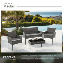Tectake Rattan Garden Furniture Palese - For 4 People, Weather Resistant - Grey - thumbnail 4