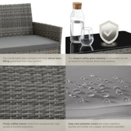 Tectake Rattan Garden Furniture Palese - For 4 People, Weather Resistant - Grey - thumbnail 5