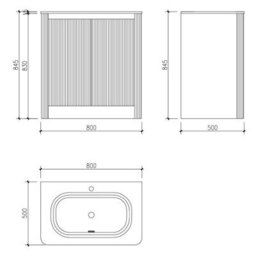 Plum&clay Isla Ribbed Fluted Oak Wood Freestanding Bathroom Vanity Unit & White Basin Set (W)800mm - thumbnail 8