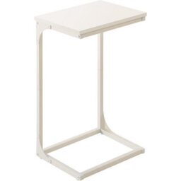 Songmics C-Shaped End Table, Industrial Metal Frame Side Table, Sofa Bedside Furniture, Cream White - thumbnail 6