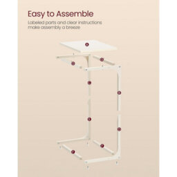 Songmics C-Shaped End Table, Industrial Metal Frame Side Table, Sofa Bedside Furniture, Cream White - thumbnail 5