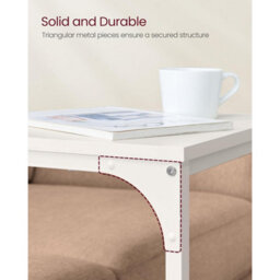 Songmics C-Shaped End Table, Industrial Metal Frame Side Table, Sofa Bedside Furniture, Cream White - thumbnail 4