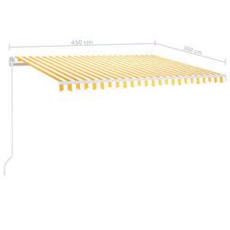 Berkfield Manual Retractable Awning 450X300 Cm Yellow And White - thumbnail 7