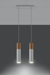 Luminosa Lighting Luminosa Pablo Twin Hanging Pendant Light White, Natural Wood Gu10 - thumbnail 3