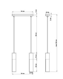 Luminosa Lighting Luminosa Pablo Twin Hanging Pendant Light White, Natural Wood Gu10 - thumbnail 4