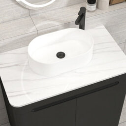Royal Bathrooms Venice 800mm Matt Nocturne Black Freestanding Bathroom Countertop Vanity Unit 2 Door With Peak Basin - thumbnail 6