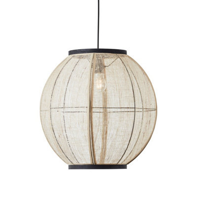Luminosa Lighting Luminosa Zaire Single Pendant Ceiling Lamp, Natural Linen, Matt Black - image 1
