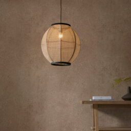 Luminosa Lighting Luminosa Zaire Single Pendant Ceiling Lamp, Natural Linen, Matt Black - thumbnail 4