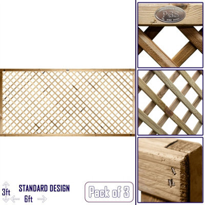 Premier Garden Supplies Elite Diamond Wooden Trellis Panel 6Ft X 3Ft (3 Pack) Standard Lattice Fencing Topper For Climbing Plant Support - image 1