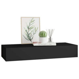 Vidaxl Wall-Mounted Drawer Shelf Black 60X23.5X10Cm Mdf - thumbnail 4
