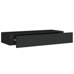 Vidaxl Wall-Mounted Drawer Shelf Black 60X23.5X10Cm Mdf - thumbnail 2