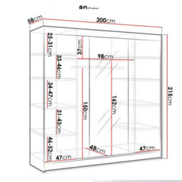 Derby I Spacious 200 Cm Wardrobe Made From Durable Laminated Board White Sonoma - thumbnail 4