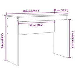 Berkfield Computer Desk Grey Sonoma Mdf 100 X 40 X 76 Cm Simple - thumbnail 8