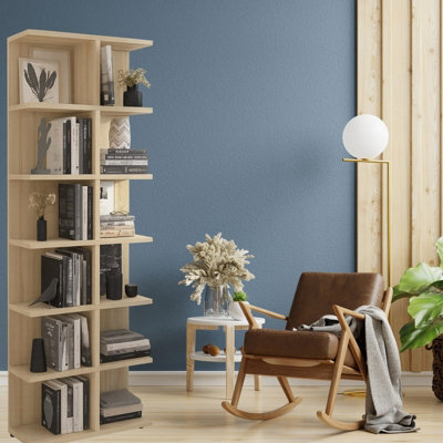 Five Tier Bookcase More 5 Modern Storage Shelving For Living Room Sonoma Oak - image 1