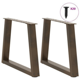 Berkfield Coffee Table Legs V-Shape 2 Pcs Natural Steel 50X(42-43.3) Cm Steel - thumbnail 3
