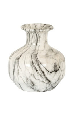 Marble Squat Vase, Hand-Dipped Unique Marbled Design - image 1