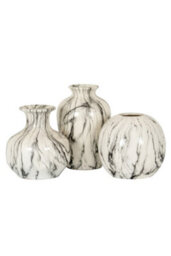 Marble Squat Vase, Hand-Dipped Unique Marbled Design - thumbnail 4