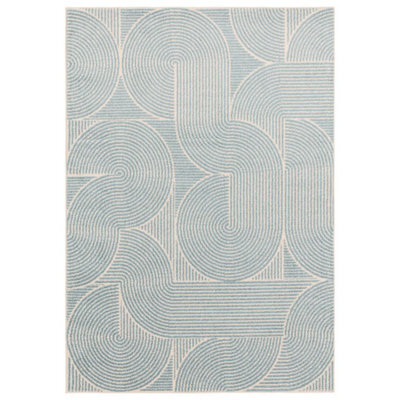 Furniturebox Uk Swirl Rug Blue 200X290 - image 1