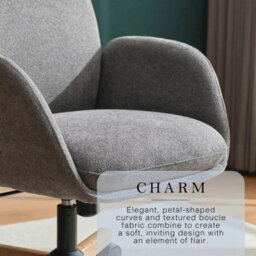 Xample Henredon Murphy Fabric Office Chair In Grey Boucle Upholstery, Adjustable Height & Recline, Tilt Control, Carpet Casters - thumbnail 4