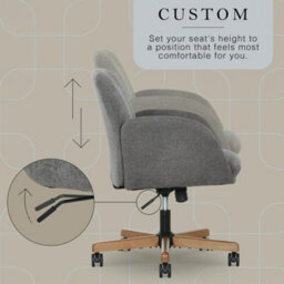 Xample Henredon Murphy Fabric Office Chair In Grey Boucle Upholstery, Adjustable Height & Recline, Tilt Control, Carpet Casters - thumbnail 5