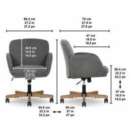 Xample Henredon Murphy Fabric Office Chair In Grey Boucle Upholstery, Adjustable Height & Recline, Tilt Control, Carpet Casters - thumbnail 2