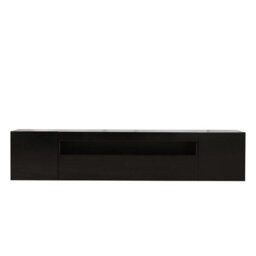 "MMT Funiture Designs Black 200Cm Black Tv Stand With Led Lights, Soundbar Shelf, Fits 90"" Tv, Modern Design" - thumbnail 2
