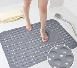 Ameha Grey Shower Bath Mat Non Slip Anti Mould - 53X53Cm Square Strong Suction Cups Grip & Drain Holes Pvc Shower Mats - thumbnail 9