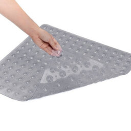 Ameha Grey Shower Bath Mat Non Slip Anti Mould - 53X53Cm Square Strong Suction Cups Grip & Drain Holes Pvc Shower Mats - thumbnail 4