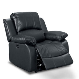 Electric Recliner Chair In Black Faux Leather - thumbnail 2