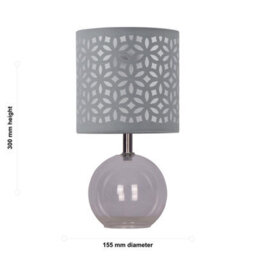 First Choice Lighting Set Of 2 Buck - Clear Glass Globe Table Lamps With Grey Cut Outshade - thumbnail 3
